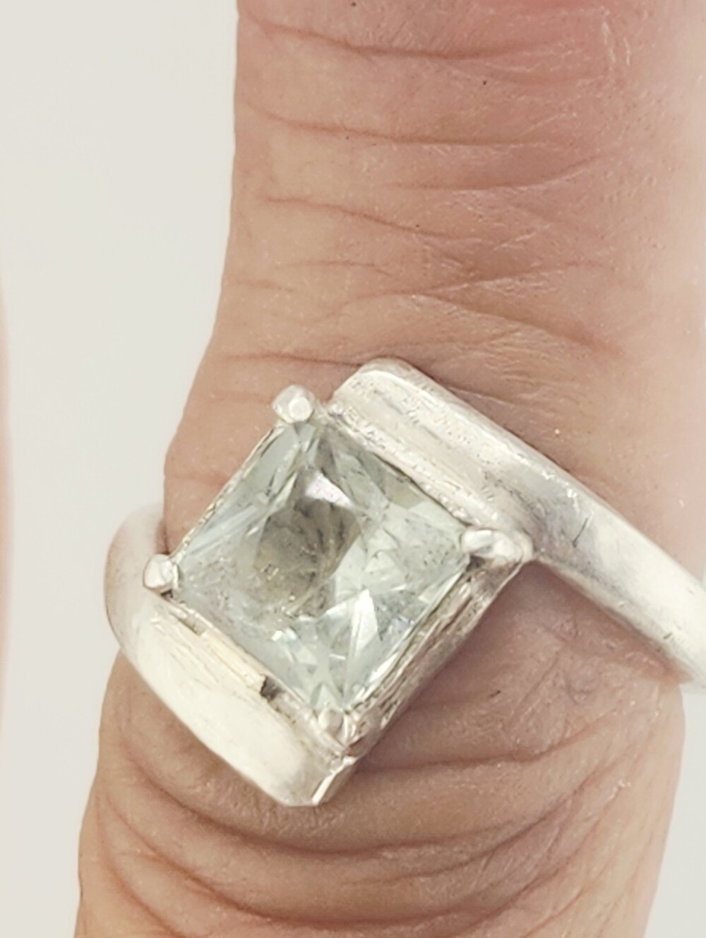 PRASIOLITE GEMSTONE RING HANDMADE IN STERLING SILVEL RECYCLE METAL SIZE 7 - Picture 14 of 16